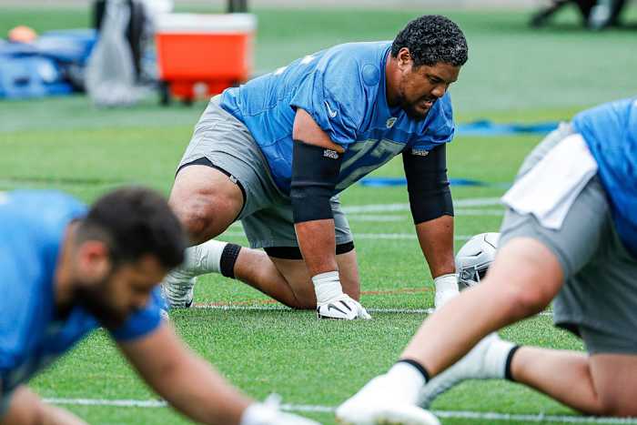 Detroit Lions right guard Halapoulivaati Vaitai